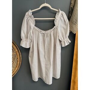 OPT Striped Babydoll Dress Sz XL One Pretty Time Ruffle Boho Feminine Peasant